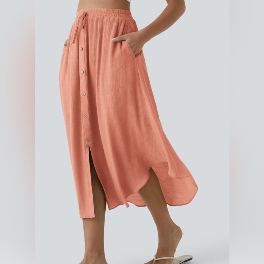Pink Halara flowy midi skirt